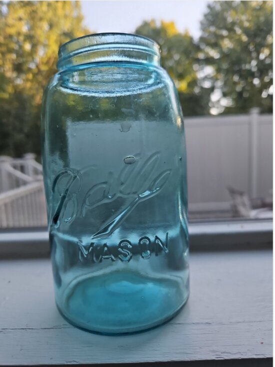 Ball Mason Other - Antique 1900-1910 Triple L Ball Mason Glass Canning Jar Aqua Air Bubbles Quart